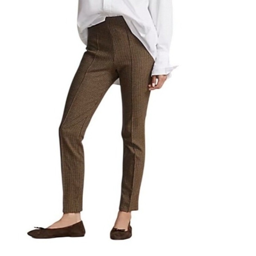 Polo Ralph Lauren Houndstooth Wool Blend Slim Pants Womens 10‎ Brown Tan Italian